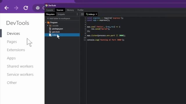 Debug node javascript using chrome using a hidden page ! смотреть онлайн