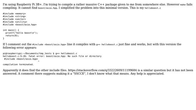 Raspberry Pi: C++ problem: boost/asio.hpp non existing (2 Solutions!!) смотреть онлайн