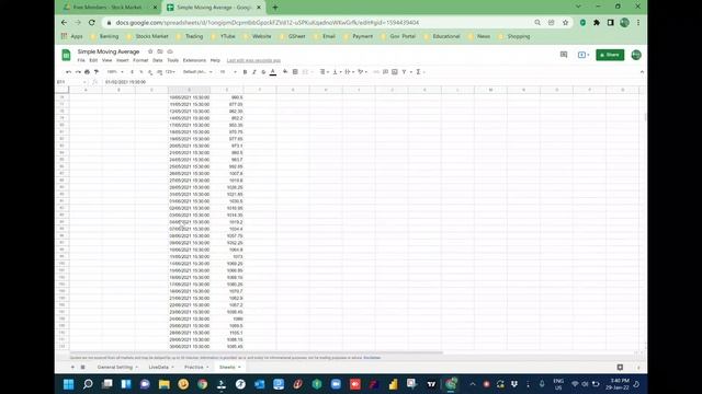 How to Calculate Live Simple Moving Average in Google Sheet смотреть онлайн