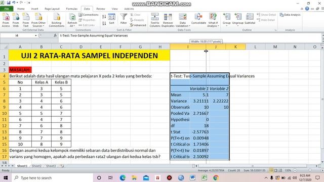 Uji 2 Rata rata Sampel Independen dengan Menu Data Analysis MS Excel смотреть онлайн