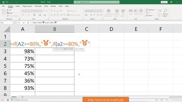 Excel - Emoji Formula For Grade | Ms excel me emoji ke sath Formula смотреть онлайн