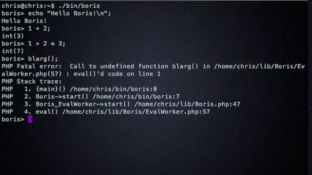 Boris: A Tiny, Fault Tolerant PHP REPL — Quick demo смотреть онлайн