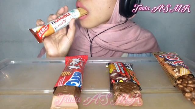 ASMR CHOCOLATE CANDY BARS | NUTELLA, BLACK THUNDER, TAKE-IT, FASTBITE, NICE & NATURAL | Tania ASMR