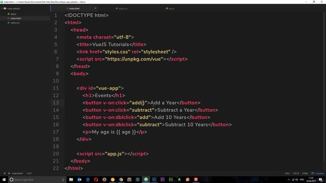 Vue JS 2 Tutorial #5 - Events смотреть онлайн