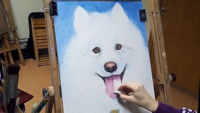 Сухая кисть. Рисуем собаку маслом на бумаге. Как нарисовать собаку. Белая шерсть. Ускоренный Рисуно смотреть онлайн