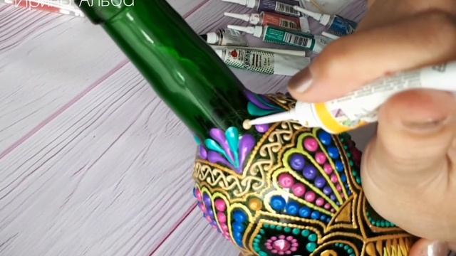 Точечная роспись бутылки. Часть 4 (окончание). смотреть онлайн