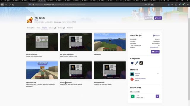 Title Scrolls 1.16.1 Fabric Mod Overview смотреть онлайн