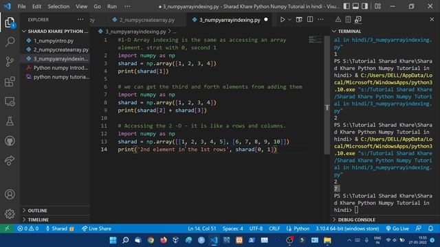 NumPy - Indexing, Accessing Array Element || Complete Python NumPy Tutorial in Hindi (with Notes) # смотреть онлайн