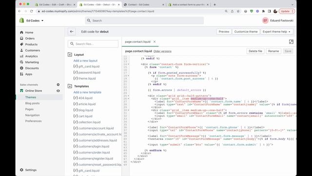Adding Fields to Shopify Contact Forms - Part 2 of Editing Form Code, No App смотреть онлайн