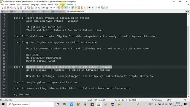 How to run Python Program in Notepad++ ? смотреть онлайн