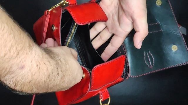 Красная женская сумочка ручной работы. смотреть онлайн
