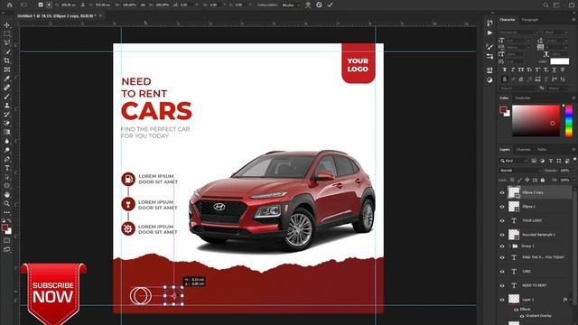 How Design Car Rental Promo Social Media Post in Photoshop II Photoshop Tutorial смотреть онлайн