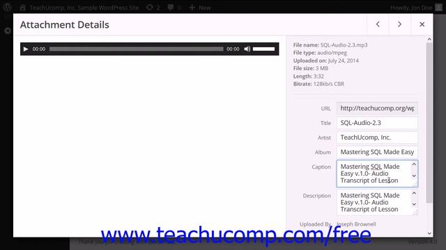 WordPress 4.0 Training Tutorial Editing Audio File Information in the Media Library смотреть онлайн
