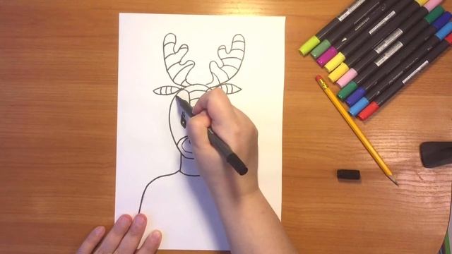 Рисуем новогоднего оленя смотреть онлайн