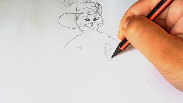 Кот в сапогах. Урок рисования карандашом. Как нарисовать кота в сапогах? смотреть онлайн