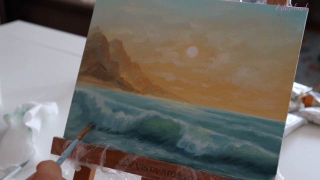 Seascape oil painting tutoril, my oil painting process #oilpainting #seascapeart #simplepainting смотреть онлайн