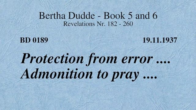 BD 0189 - PROTECTION FROM ERROR .... ADMONITION TO PRAY .... смотреть онлайн