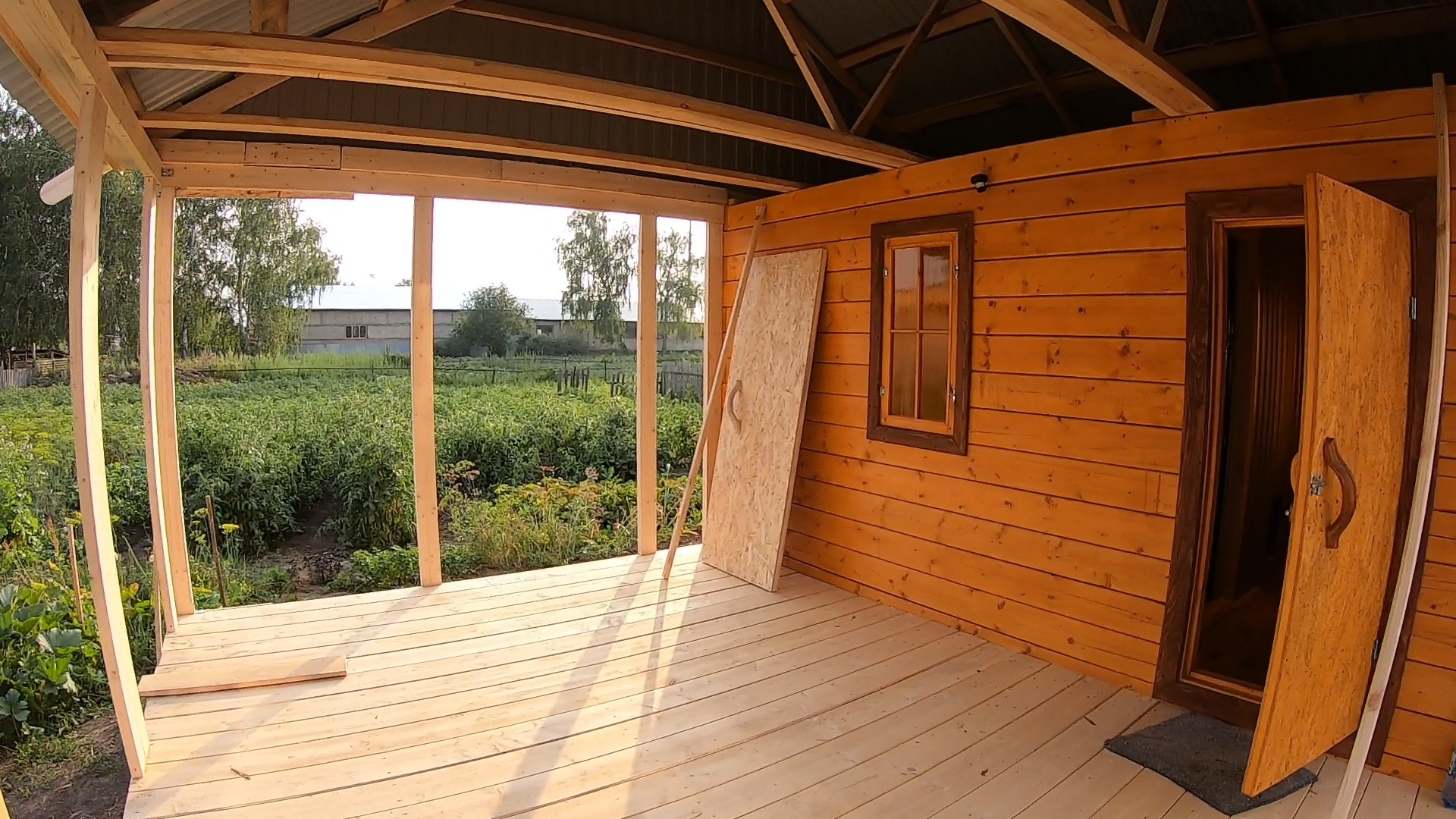 Баня с беседкой из бруса 10см х 15см смотреть онлайн