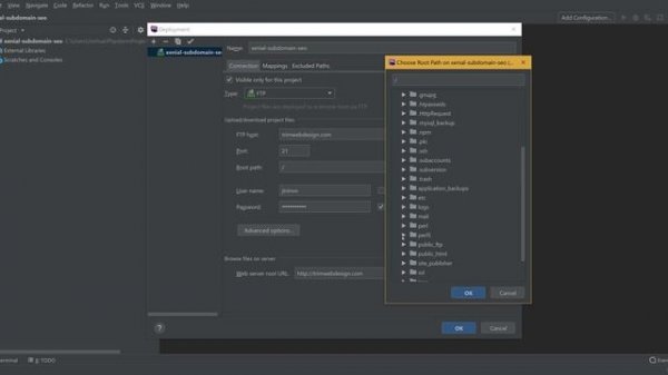 PHPStorm FTP Server Connection to Remote Host