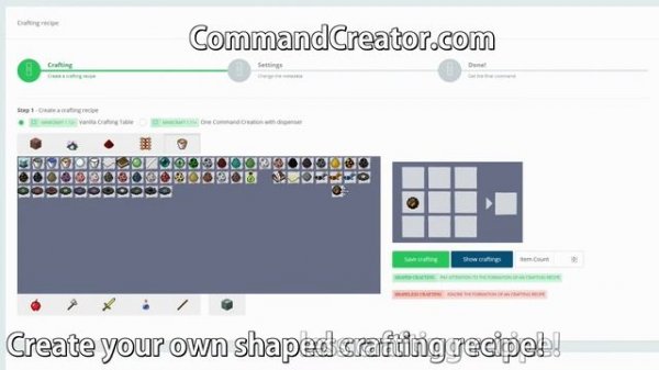 Crafting recipe Generator | Minecraft 1.13 Snapshot!
