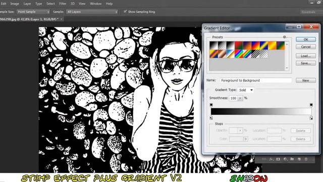 Tutorial Photoshop CS6 - Stamp Effect and gradient (pop art) V2 New 2014 смотреть онлайн