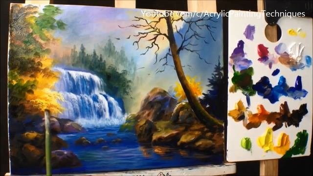 Waterfall Acrylic Painting Lesson 1