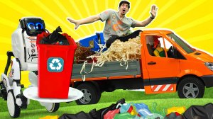 Машинки и роботы делают уборку. Видео про роботов для мальчиков. Игры с игрушками