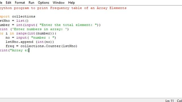 python program to print Frequency table of an Array Elements смотреть онлайн