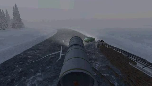 18 WoS Extreme Trucker-Ice Road Trucker.winter road Driving in big fog. смотреть онлайн