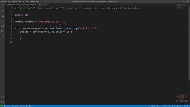 Python - Ejercicio 906: Leer un Archivo CSV y Remover el Espacio en Blanco Después del Delimitador смотреть онлайн