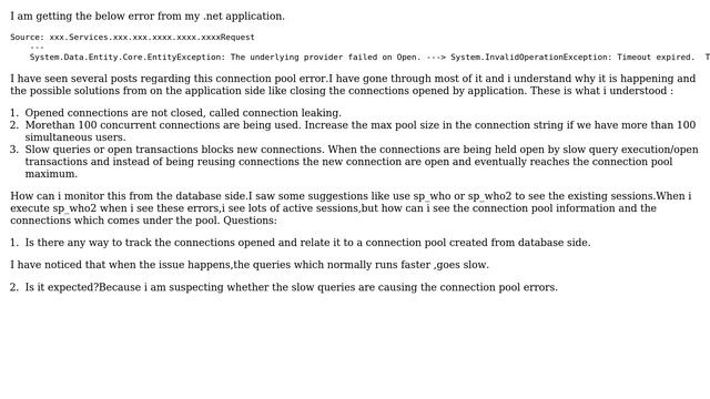 Databases: Connection pool Error смотреть онлайн