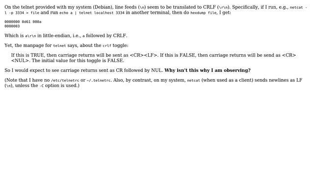 Why does telnet send CRLF when I press enter? смотреть онлайн