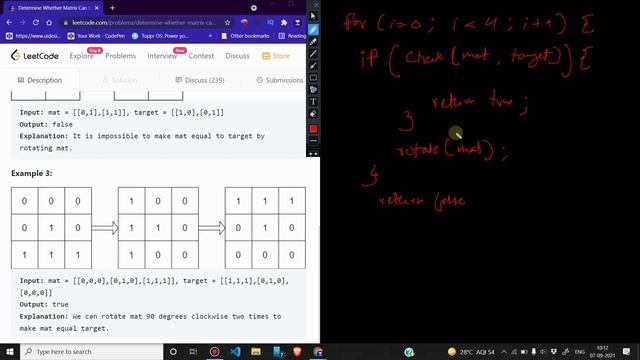 1886 Determine Whether Matrix Can Be Obtained By Rotation | Zero to FAANG | Solution | Leetcode смотреть онлайн