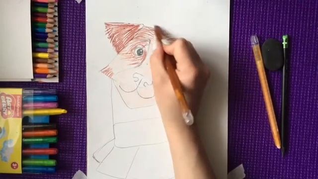 Рисуем собаку поэтапно, восковыми карандашами/Учимся рисовать/Уроки ИЗО смотреть онлайн
