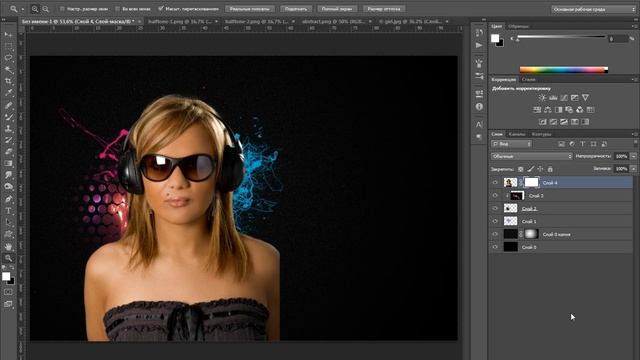 Абстрактный коллаж в фотошопе. смотреть онлайн