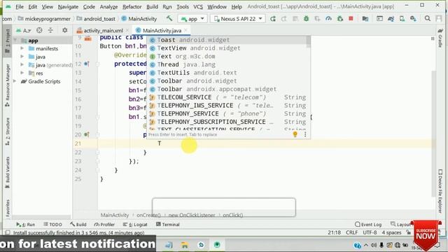 v#10||Android Toast with example|| absolute Beginners|| Hindi/Urdu || mickey programmer смотреть онлайн