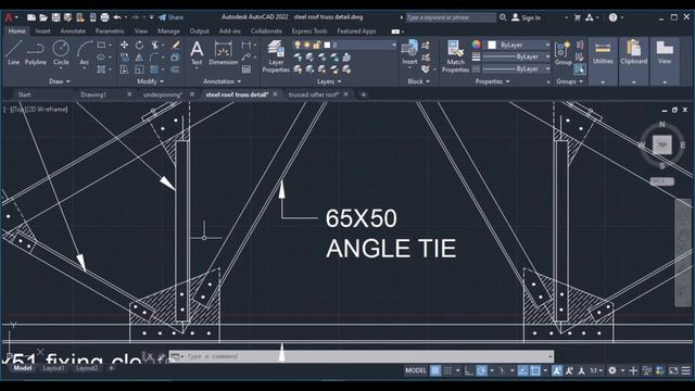 How to draw a steel roof truss in AutoCad смотреть онлайн