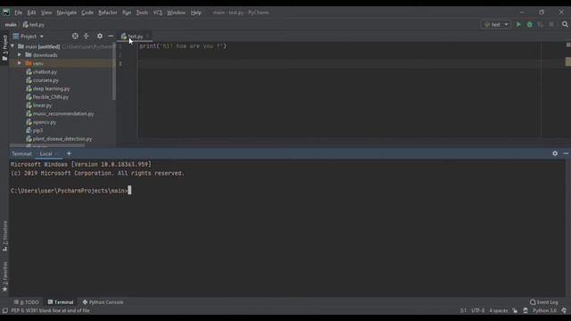 Run python program inside the Pycharm terminal смотреть онлайн