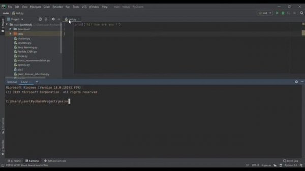 Run python program inside the Pycharm terminal