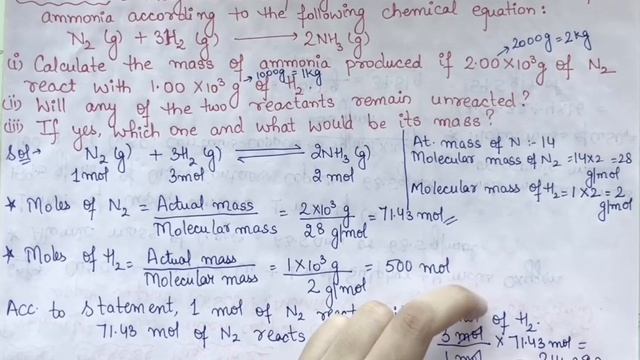 Dinitrogen and dihydrogen react with each other to produce ammonia according to the following.... смотреть онлайн