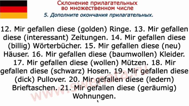 A1/A2 Склонение прилагательных во множественном числе в упражнениях смотреть онлайн