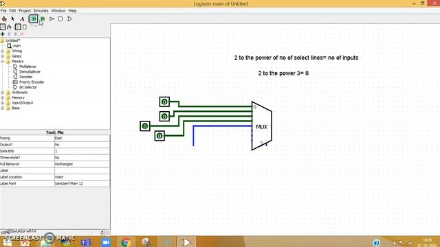 8:1 Multiplexer Implementation using Logisim смотреть онлайн