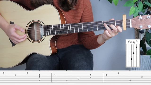 Fingerstyle Guitar Tutorial - Death Bed - Powfu (easy arrangement; tabs on screen) смотреть онлайн