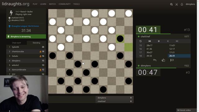 How I tricked Chefchef - Draughts league 10x10 смотреть онлайн