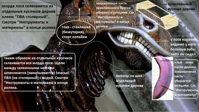 Резьба по дереву. Прикольная голова лося - пересмешника. смотреть онлайн