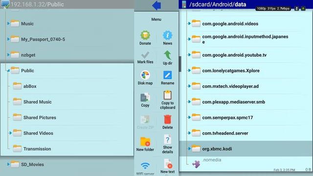 Copying Files To NAS Using X-Plore On Android TV.