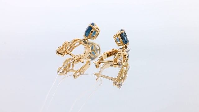 Золотые серьги с Лондон топазом и фианитами арт. 723012 смотреть онлайн