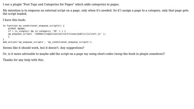 Wordpress: add WordPress script to page conditionally by category смотреть онлайн