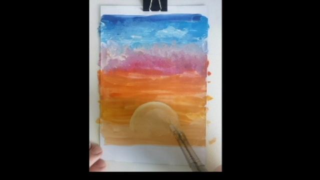 Рисуем пейзаж, закат в лесу, легко и просто смотреть онлайн