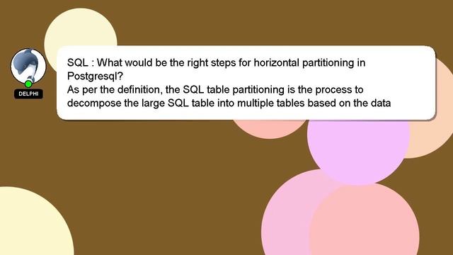SQL : What would be the right steps for horizontal partitioning in Postgresql? смотреть онлайн